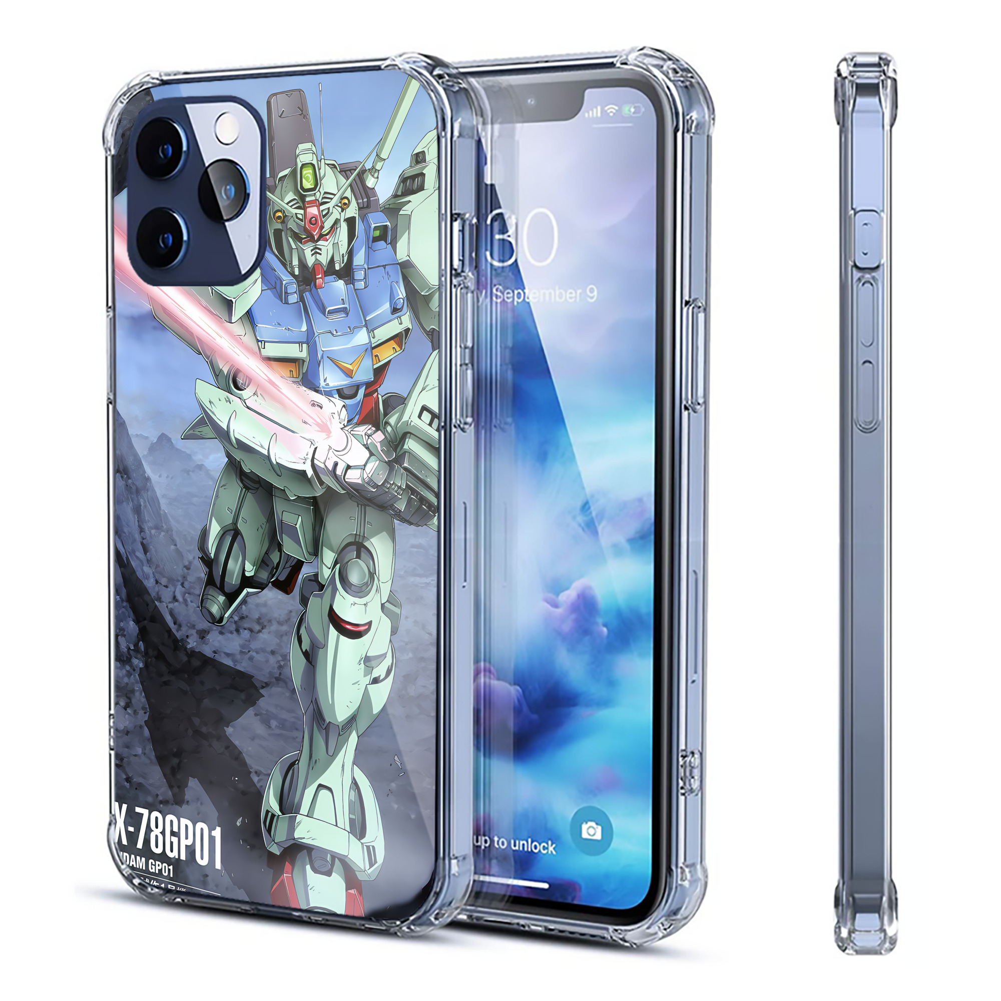 （画像用） 機動戦士ガンダム Mobile Suit Gundam 【iPhone 12シリーズ対応】透明スマホケース（クリアソフトケース）